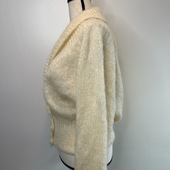 Vintage WOOF DESIGN NEWFOUNDLAND Fuzzy Knitted Sweater Cardigan Mohair Wool - Picture 4 of 12